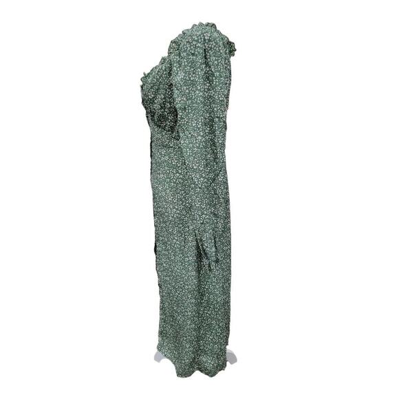 Missguided Women's Button Thru Milkmaid Midi Dress Ditsy Green Size 6 NEW - Picture 11 of 16